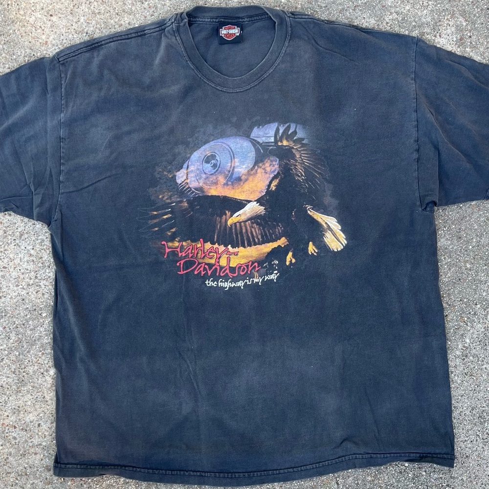 Harley-Davidson Black T-Shirt with Eagle & Engine Graphic